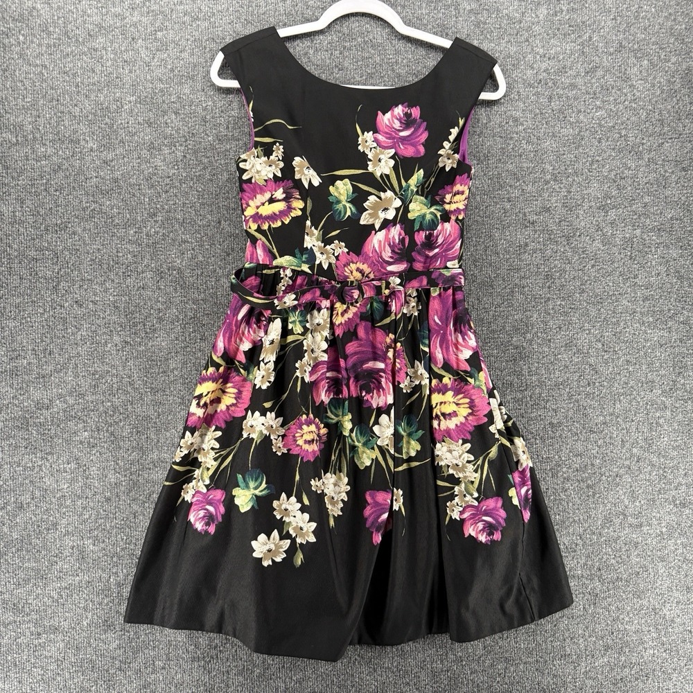 Eliza J Dress Womens‎ 2 Black Purple Floral A-Line Formal Evening Garden Party